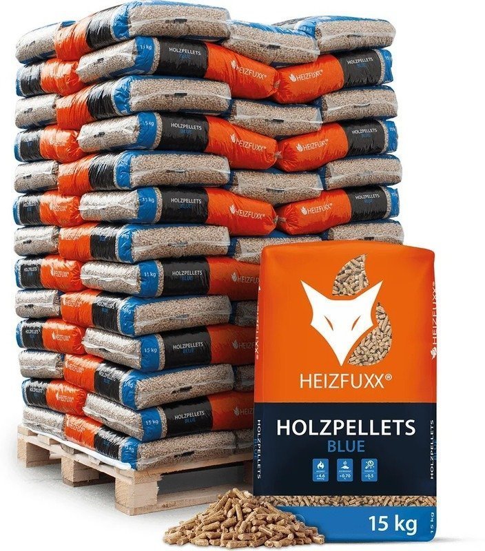 Heizfuxx Holzpellets „Blue“ – 975 kg | 65 × 15 kg