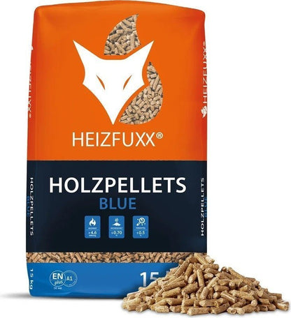 Heizfuxx Holzpellets „Blue“ – 975 kg | 65 × 15 kg