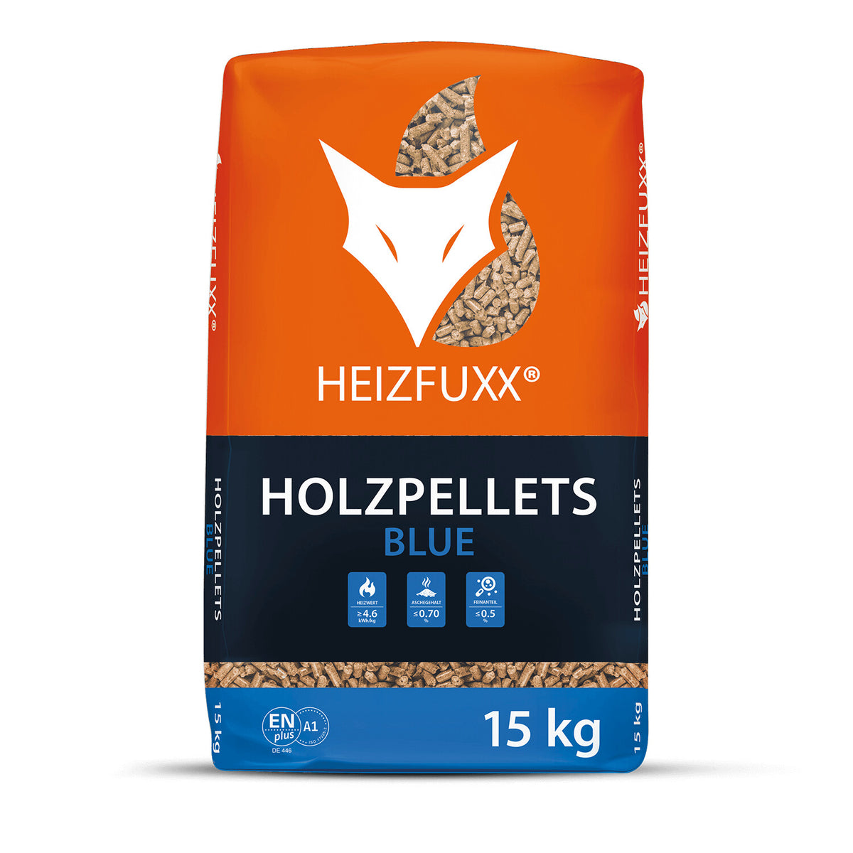 Heizfuxx Holzpellets „Blue“ – 975 kg | 65 × 15 kg