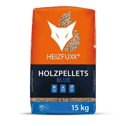 Heizfuxx Holzpellets „Blue“ – 975 kg | 65 × 15 kg